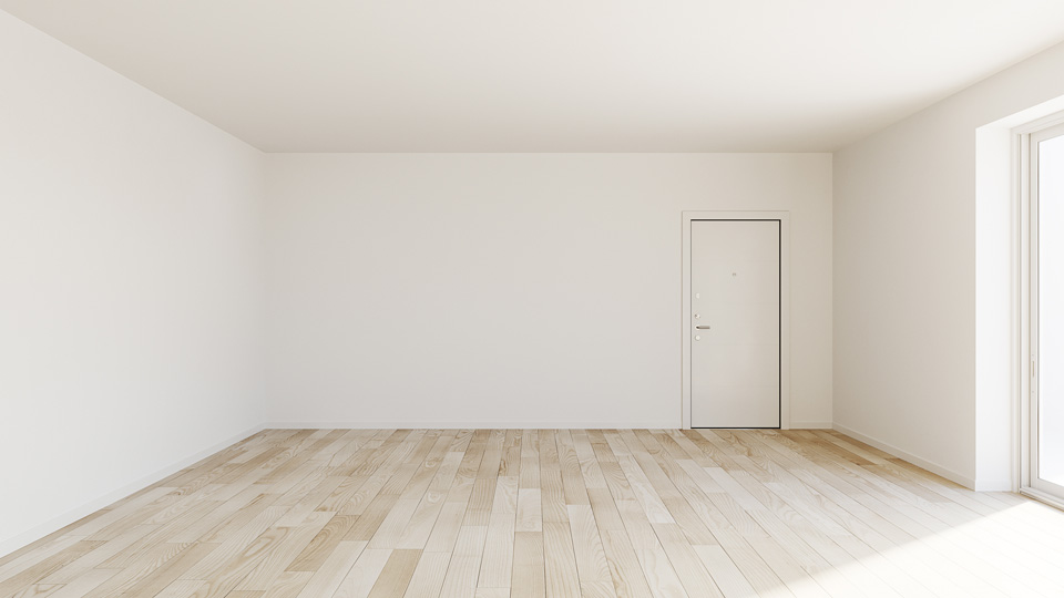Pièce rénovée avec un parquet clair